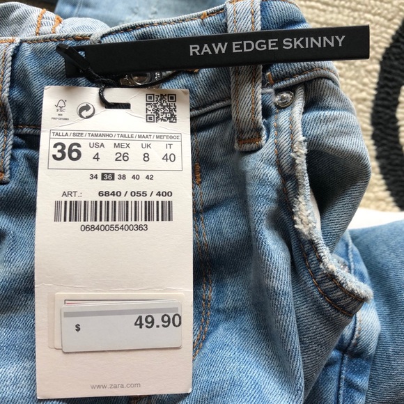 Zara Raw Edge Crop Skinny Jeans - Picture 3 of 6